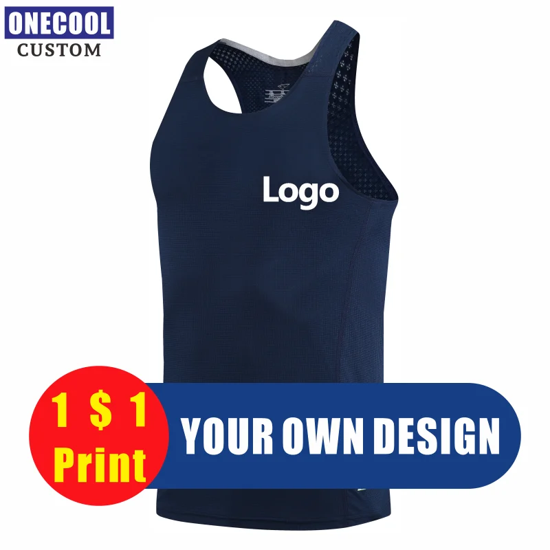 ONECOOL  New Quick Dry Sport Vest Custom Logo Fashion Embroidery Print Men And Women Running T-Shirt 7 Colors Summer Tops 2022