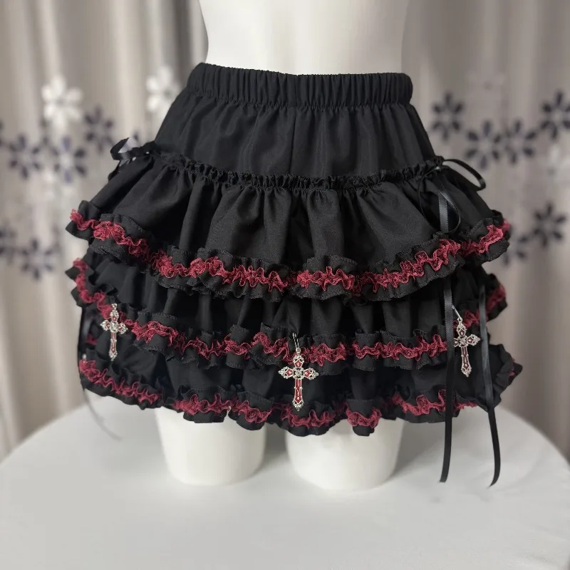 

Japanese Y2k Gochic Vintage Mini Skirt Women Punk Rock Subculture Cake Skirts Female Sweet Kawaii Fashion Ruffled Skirt New