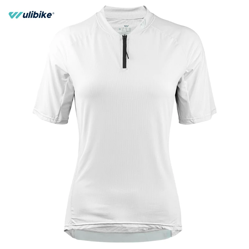 

Wulibike Women's Half Zip Cycling Jersey Road Bike Cycling Short Sleeve Breathable Comfortable Solid Color Reflective