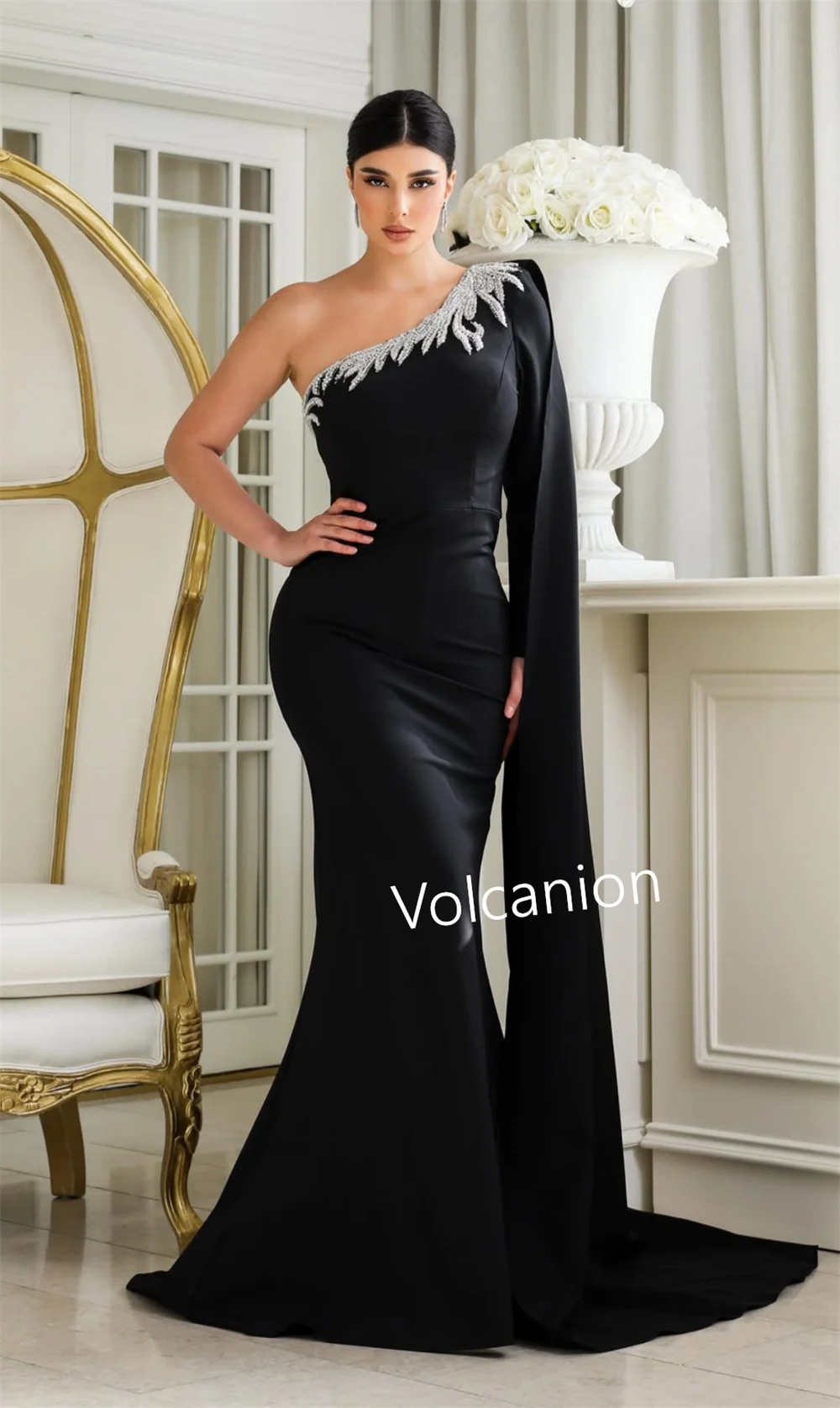 Длинные платья на одно плечо из джерси с блестками по индивидуальному заказу, вечерние классические изысканные формальные платья на заказ