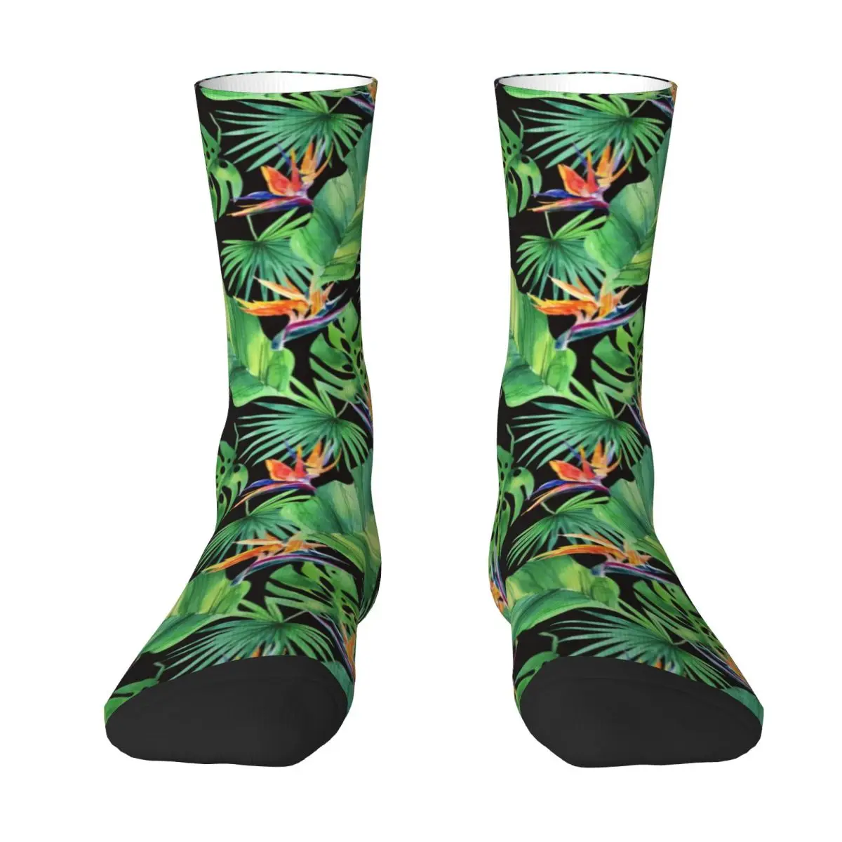 Jungle Tropical Print Stockings Bird of Paradise Elegant Socks Autumn Anti Bacterial Socks Women Men Cycling Breathable Socks