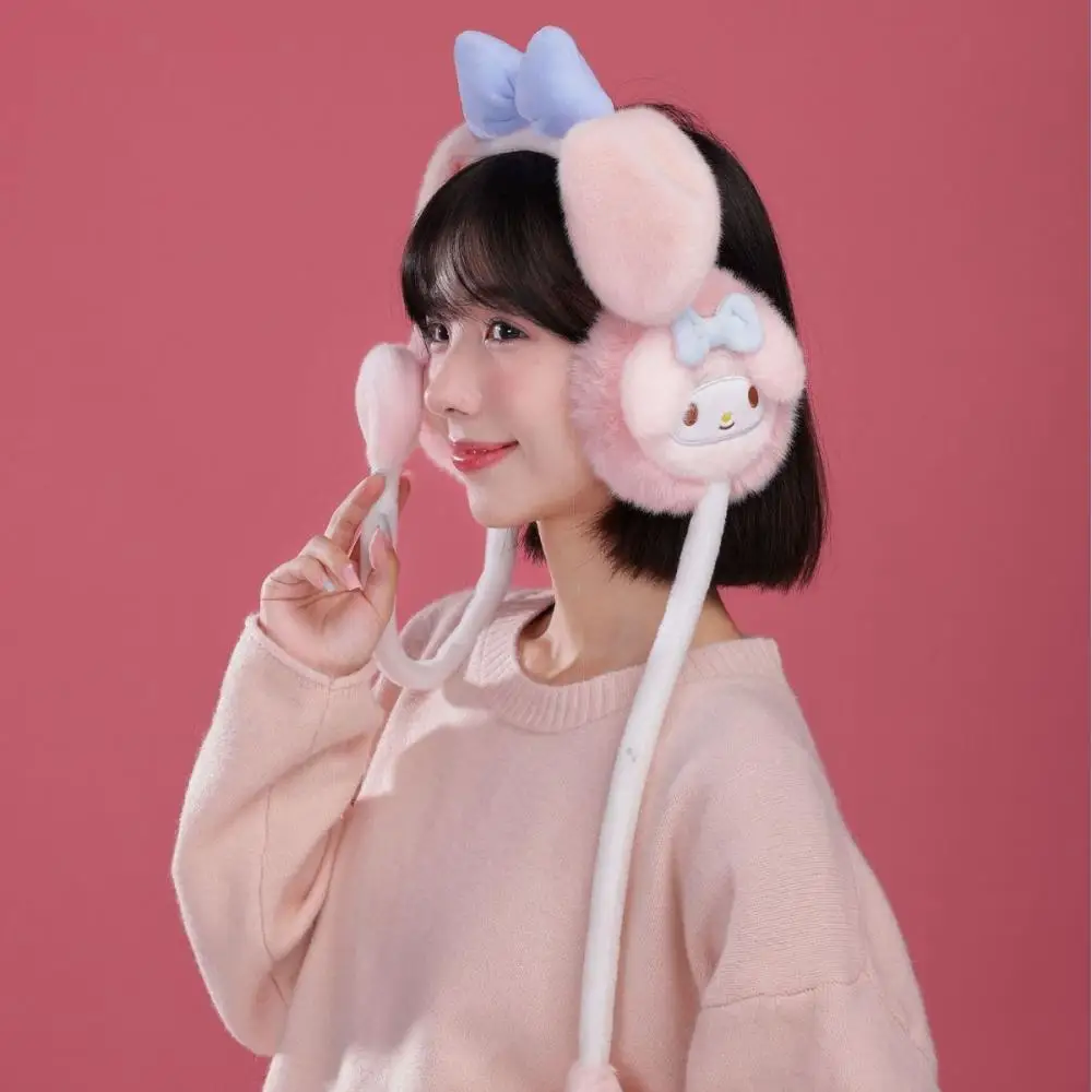 Kawaii Sanrios My Melody Ears Move Earmuffs Girls Cartoon Anime Cinnamoroll Children Warm Eras Student Winter Kids Festival Gift