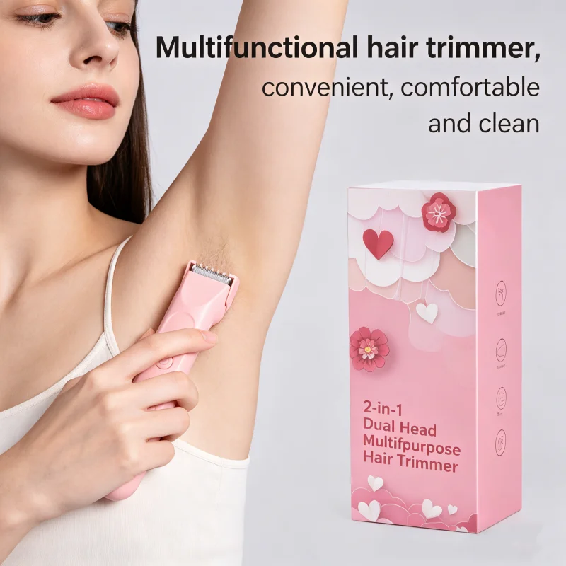 Women's Electric Shaver Epilator 2-in-1 Hair Removal Razor for Body Legs Face Mustache Bikini Trimmer - Female Personal Grooming