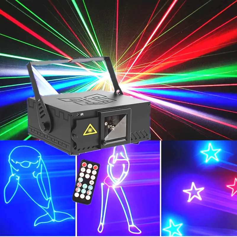 

DJ laser party lights, 3D animation RGB laser stage lights, DMX512 music-sound-controlled disco projection lights