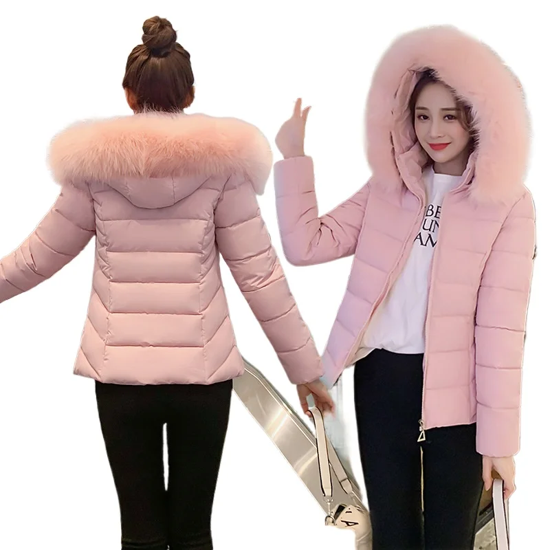 Chaqueta de algodón para mujer, edición coreana, holgada, de talla grande, gruesa, con cuello peludo, estilo AliExpress, Chaqueta de algodón para mujer