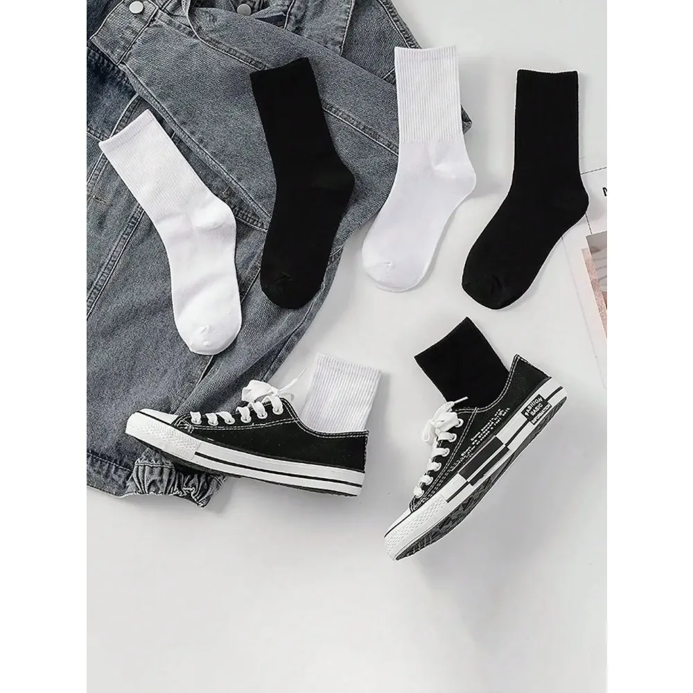 

6pairs Women's Striped Casual Sports Breathable Mid-calf Socks