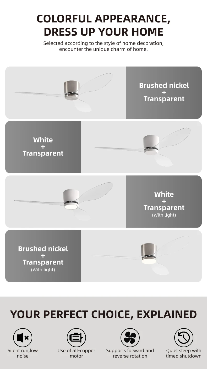 42/52-Inch Ceiling Fan with Transparent Blades and Remote — detail 15