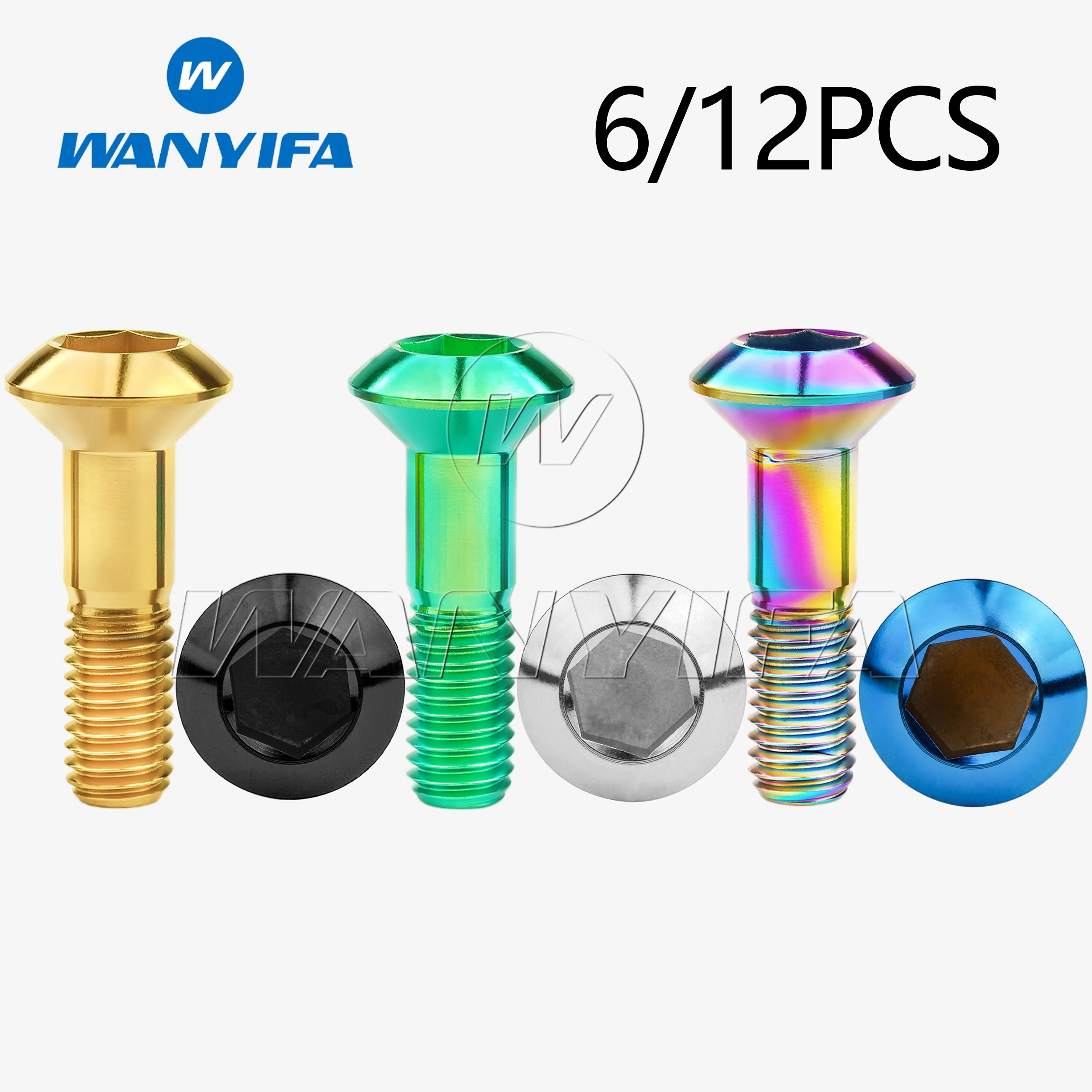 Wanyifa GR5 Titanium bolts M8x33mm Torx Head Pitch 1.25mm Screws for Motocross Sprocket Rear Disc Chainwheel Fastener 6/12PCS