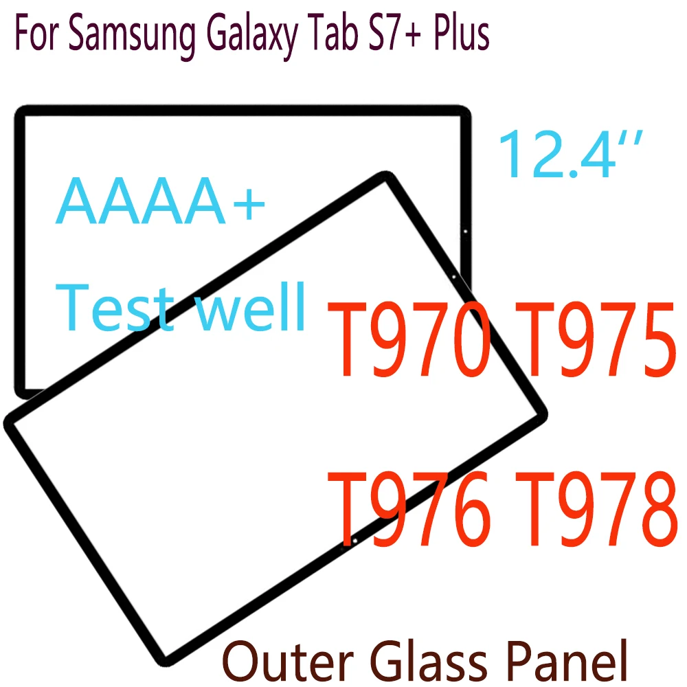 12.4 For Samsung Galaxy Tab S7+ Plus T970 T975 T976 T978 Touch Screen LCD Front Outer Glass Panel Touchscreen Glass Replacement