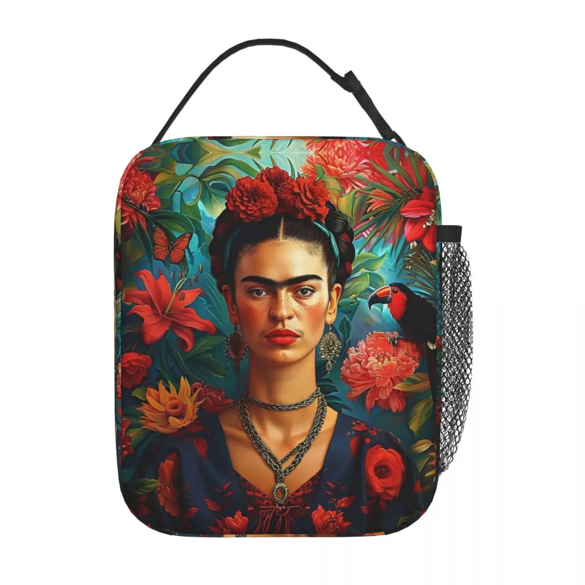 F-Frida K-Kahloes Artwork Insulated Lunch Bag High Capacity Painting Reusable Thermal Bag Tote Lunch Box College Picnic Food Bag