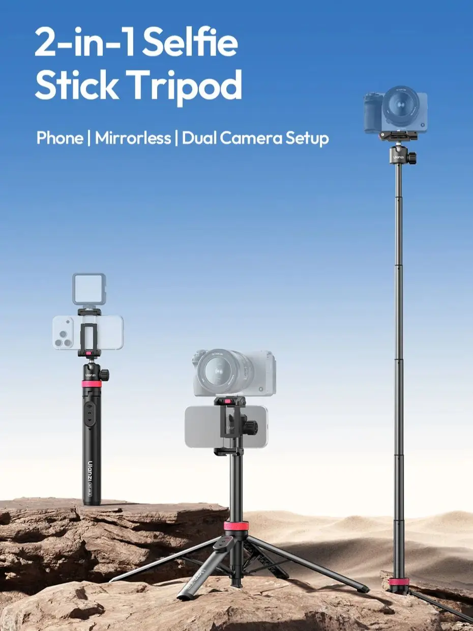 Ulanzi MT44B 1.5M Statyw Selfie Stick 2w1 z Pilotem, Statyw do Telefonu dla Iphone 17 16 Android, Aparatów DSLR, Vlogów i Transmisji na Żywo — zdjęcie produktu 7