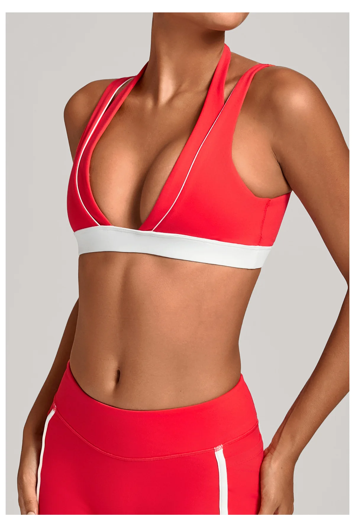 عارية الذراعين الرسن اليوغا الصدرية التباين اللون تجريب اللياقة البدنية عارضة الرياضة الصدرية تنفس وهمية قطعتين في الهواء الطلق رياضة الجري الصدرية #4