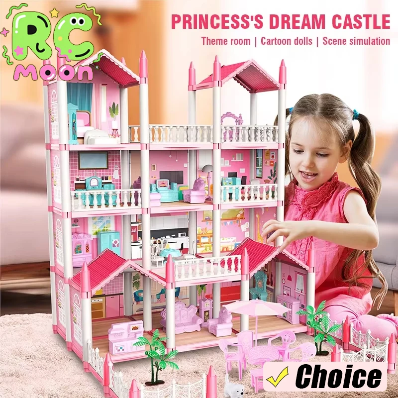 

DIY Assemble Villa Model Toy House Cartoon Dools Role-Playing Set Fun Puzzle Doll House Household House Playing Toys