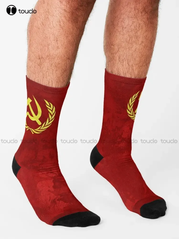 Hammer And Sickle Communist Communism Socialist Socialism Lenin Moscow Kgb Socks Bulk Socks Christmas Gift Colorful Cartoon