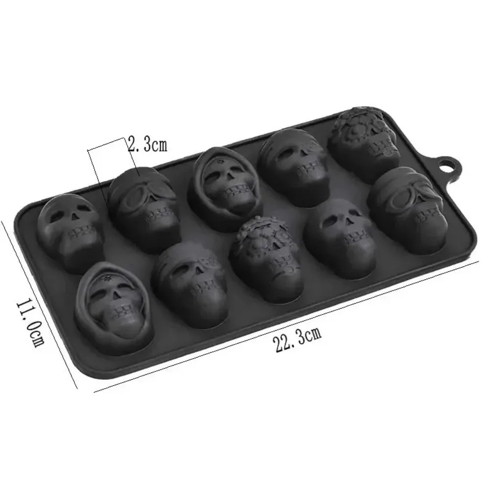 Skull Ice Cube Mold 10-Grid Skull Ice Mold for Halloween Kitchen Tools Reusable Making Accessory for Chocolate Ice Cream And image 2