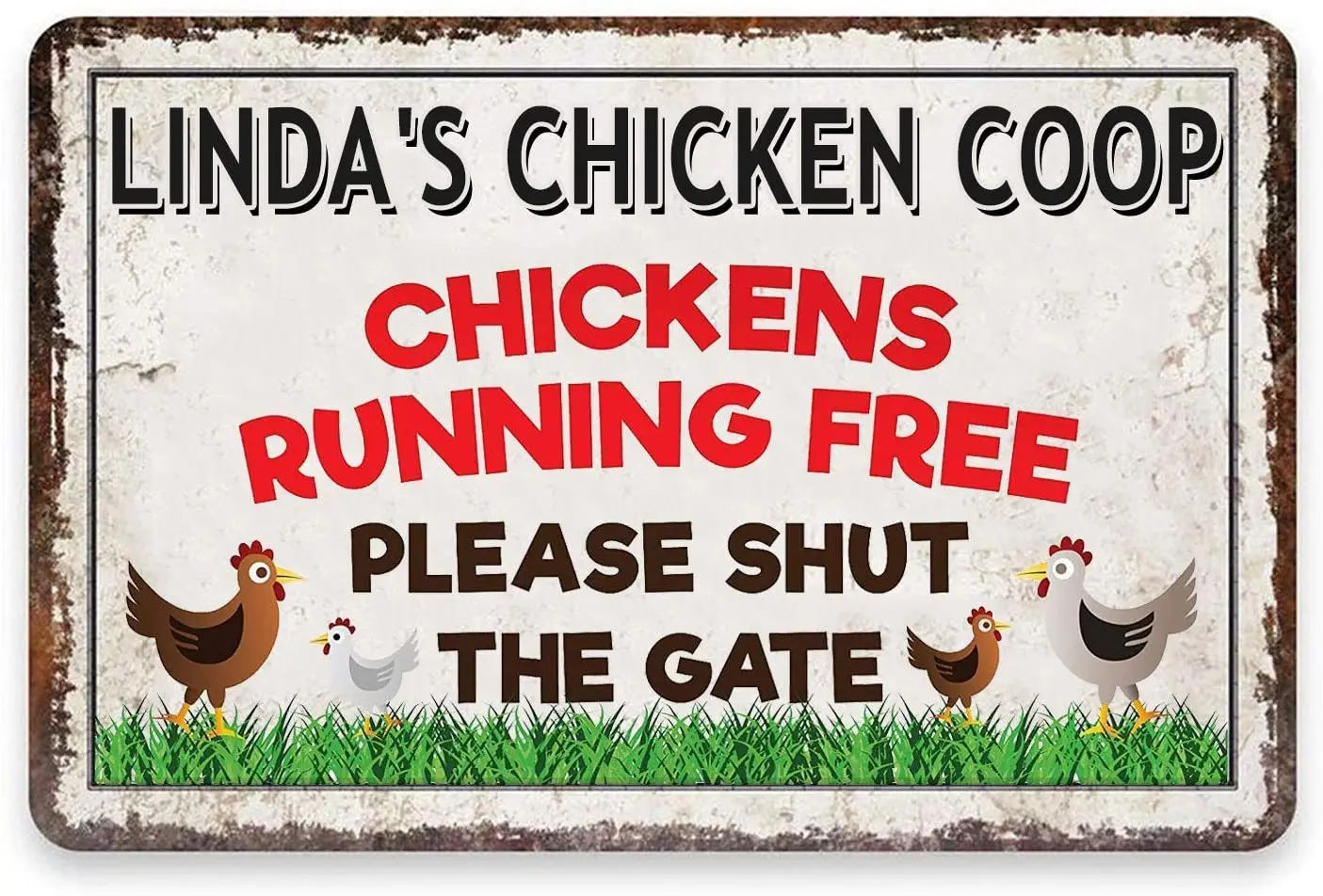 aianhe Personalized Chicken Coop Sign-Chickens Running Free Please Shut The Gate Metal Signs-Chook-Decor and Gift-Farm