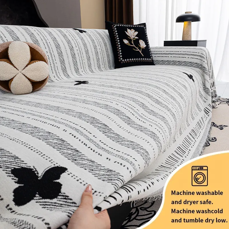 

1 шт.-маленький свежий чехол для дивана из синели с бабочкой, тканевое полотенце для дивана, устойчивое к царапинам, противоскользящее, противогрязное, четыре сезона, диванное полотенце