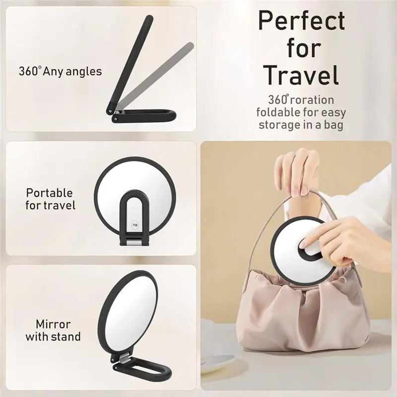 A74E-Handheld Mirror With Adjustable Handle/Stand 30X Makeup Magnifier Travel Hand Mirror Double Side With Handle