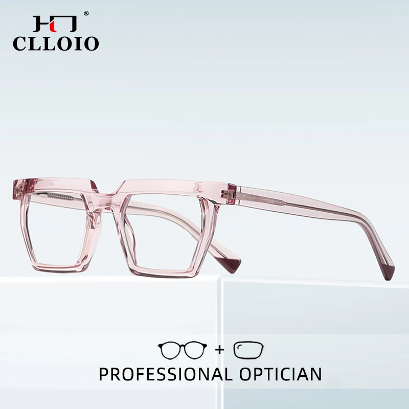 

CLLOIO New Fashion Polygon Diamond Trimming Optical Reading Glasses Anti Blue Light Myopia Prescription Glasses Customized 2144