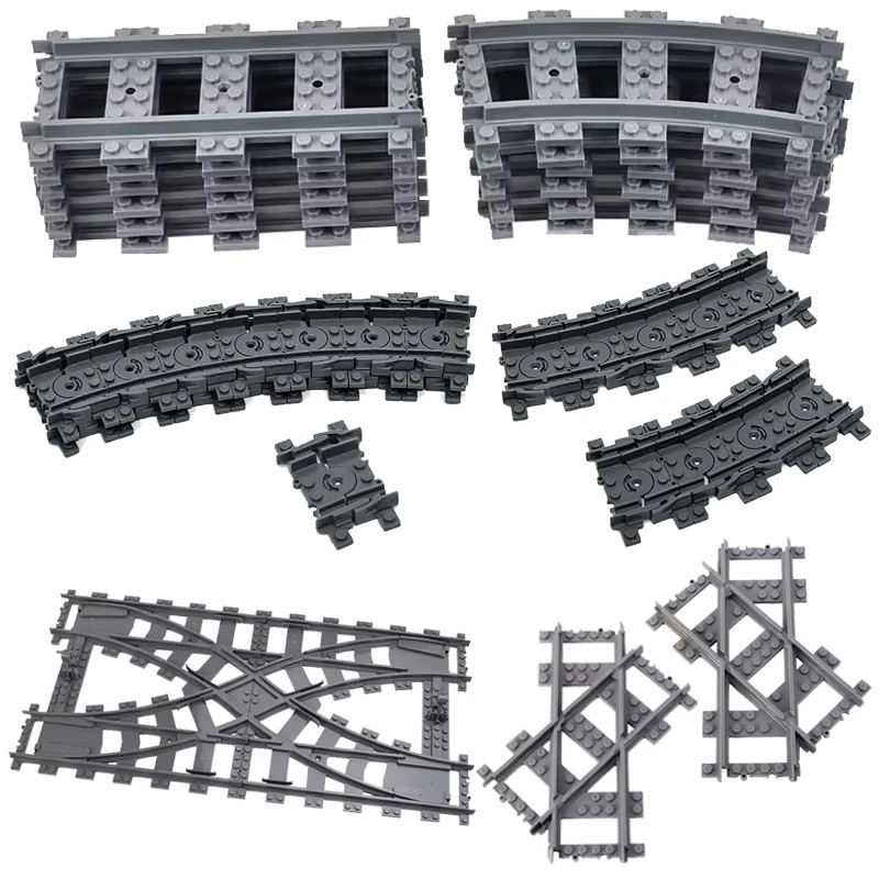 

Classic City Train Tracks, 32PCS Curved and 6PCS Straight with 1 Integrated Split Train Tracks - Railroad Building Toy Accessori