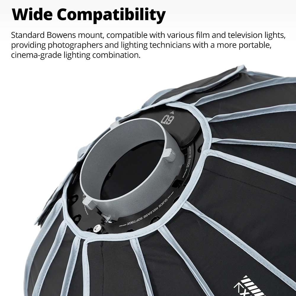 AMBITFUL Q9 Series 60cm 90cm Parabolic Bowens Mount Softbox Deep Mouth Quickly Set-up 16 Umbrela Rods Highly Reflective Matt Box