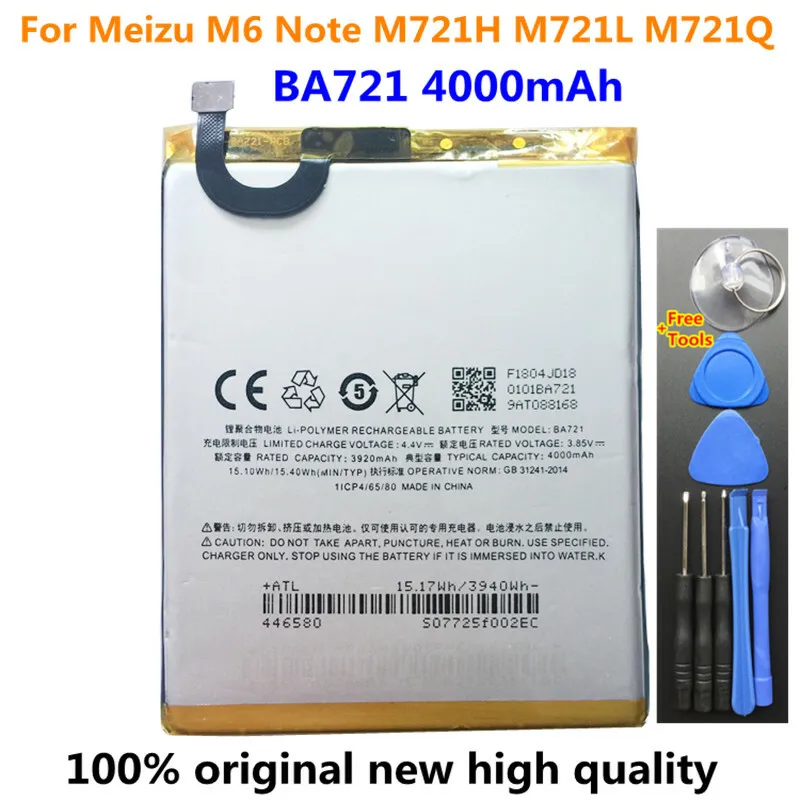 4000mAh BA721 Battery For M6 Note M721H M721Q Cell Phone Batteries Tools