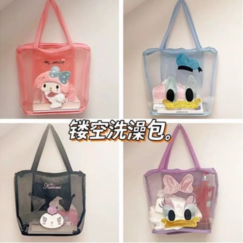 

Miniso Sanrio's new cute cartoon Kuromi My Melody innovative mesh washed hollow beach bag large capacity student storage bag