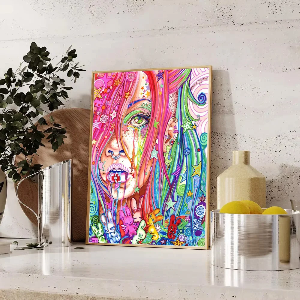 حية مخدر قماش الفن تريبي جدار ديكور السريالية اللوحة مجردة التعبير الحديث ديكور فني للمنزل هدية فريدة من نوعها ترين