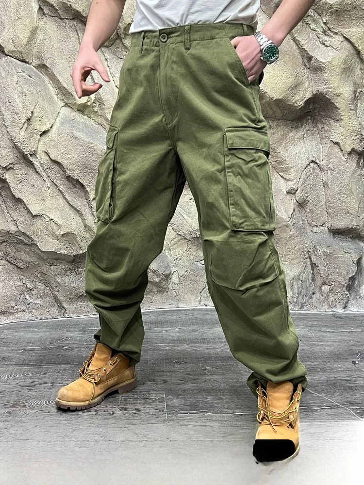 

Waed Pure Cotton Loose Men's Casual Pants American High-End Sle Streetwear Cool And Sli Workwear Loose Fit Trousers