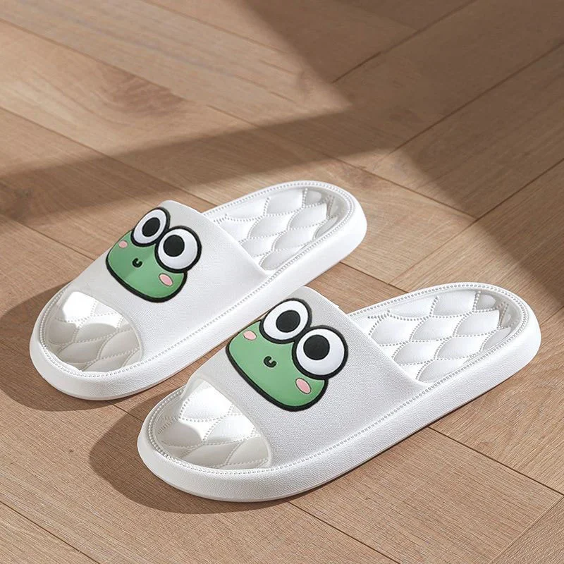 Cute Cartoon Summer Beach Slides Bathroom Anti Slip Slipper Non-slip Home Flip Flops Cartoon Frog Soft Sandals