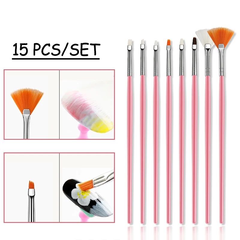 3/5/15Pcs Nail Brush For Acrylic Liquid Powder Carving Painting Drawing Brush Tools Gel Nails Art Brushes For Manicure Tools