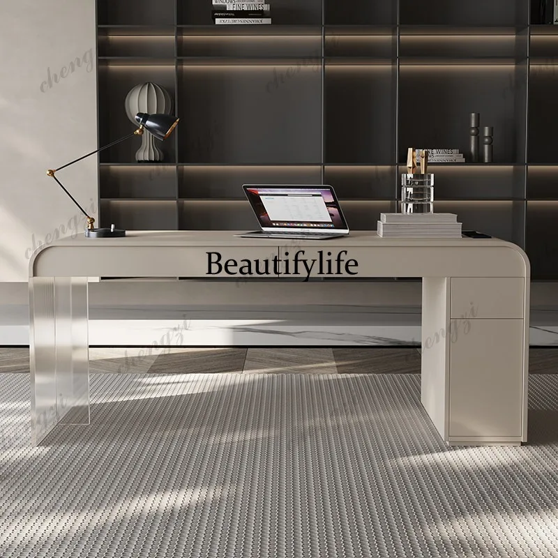 YL Modern Luxury Gaming Computer Desk Advanced Acrylic Office Floating Desk Luxury Business Furniture escritorio de oficina