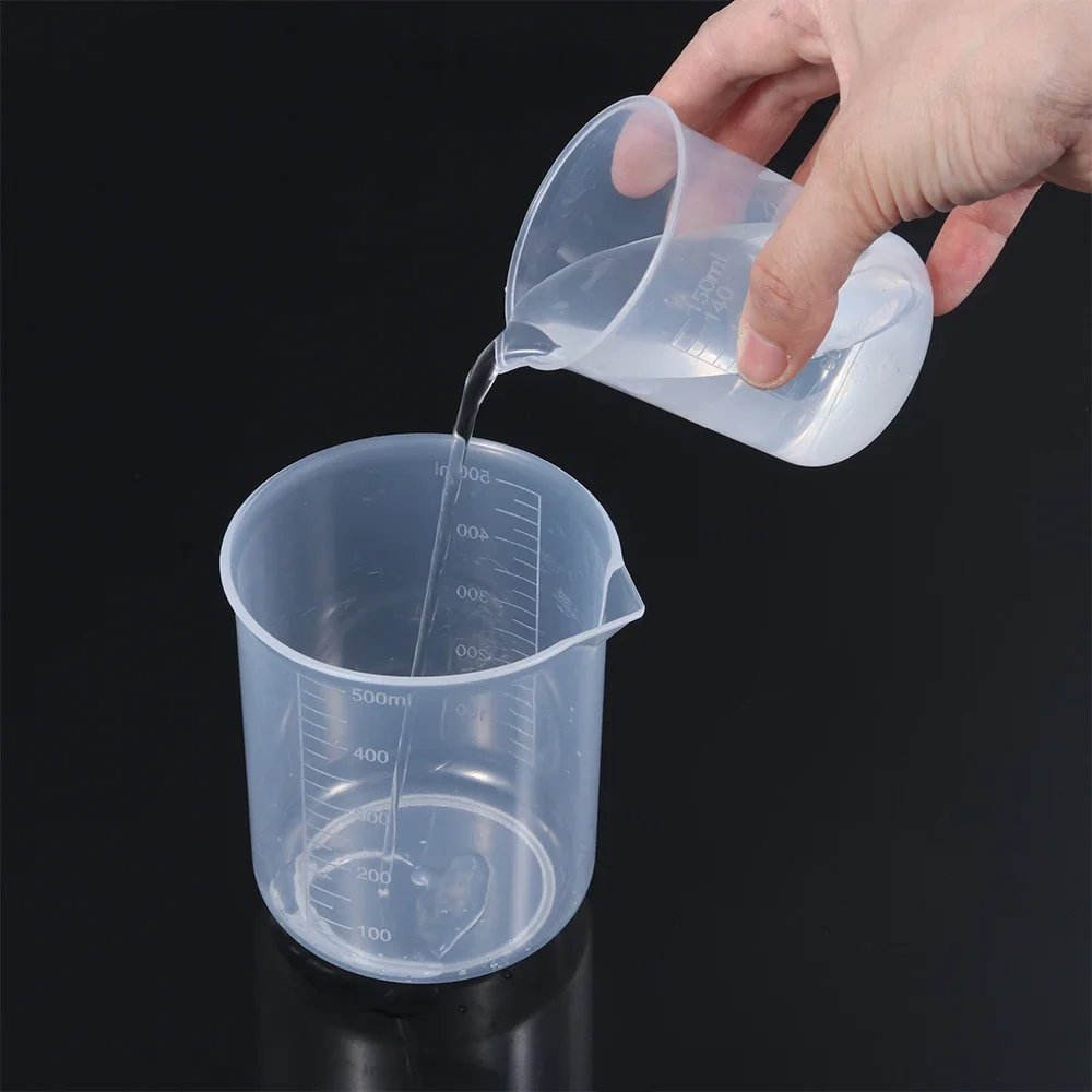 1/4Pcs 50/150/250/500ml Plastic Measuring Cup for Laboratory Beaker Graduated Mug Kitchen Baking Supplies Measurement Tool