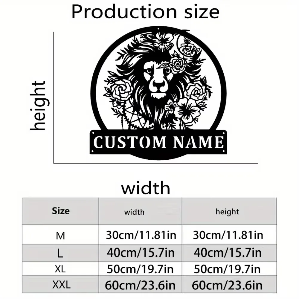 Exceptionally Unique Customizable Metal Sign with Lion Silhouette and Matte for Outdoor and Home, a Great Holiday Present