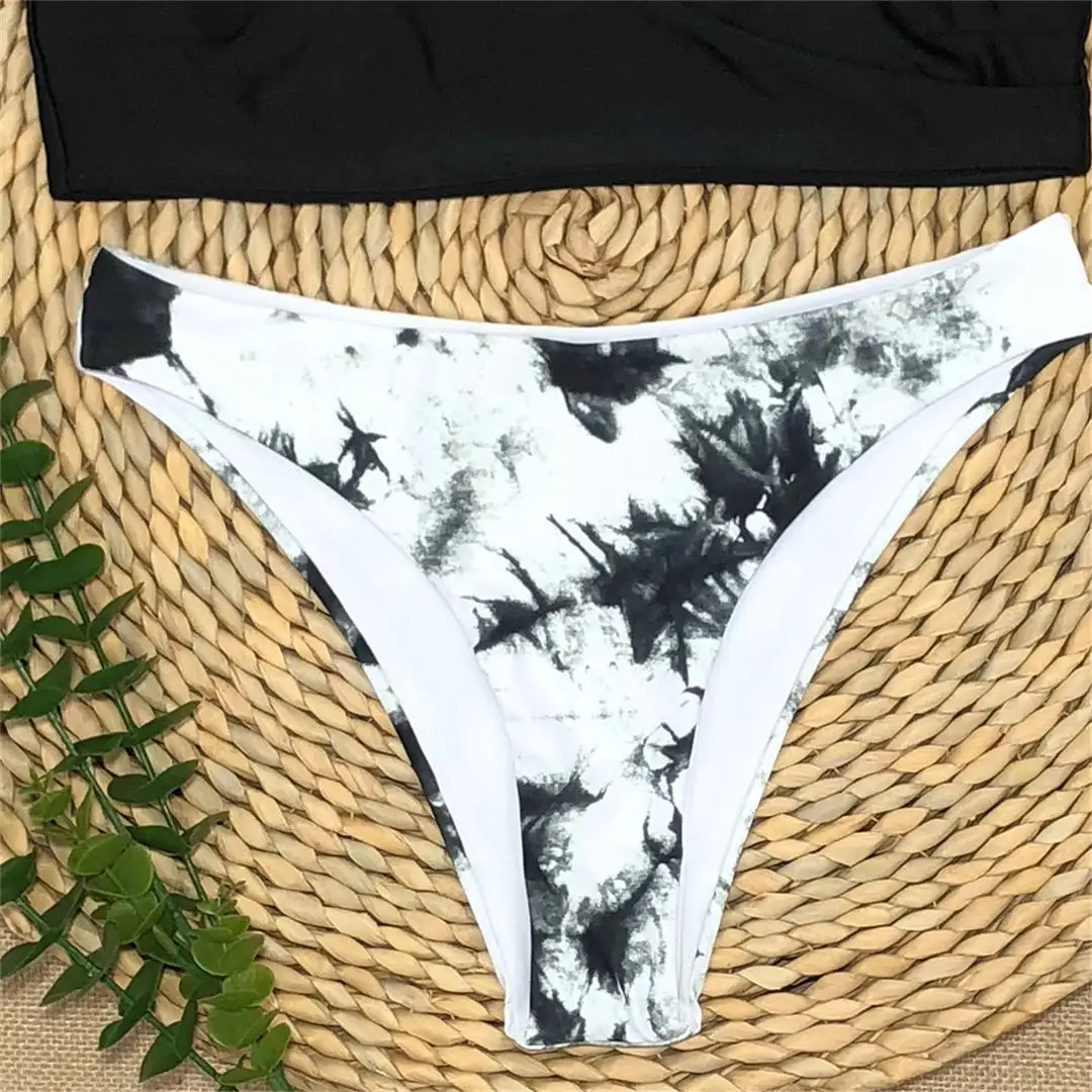 Brasilianischer Tie-Dye-Bikini mit mittelhoher Taille, zweiteiliger Badeanzug für Damen, bedruckter Badeanzug, Badebekleidung, Modell V2421. – Detail 22