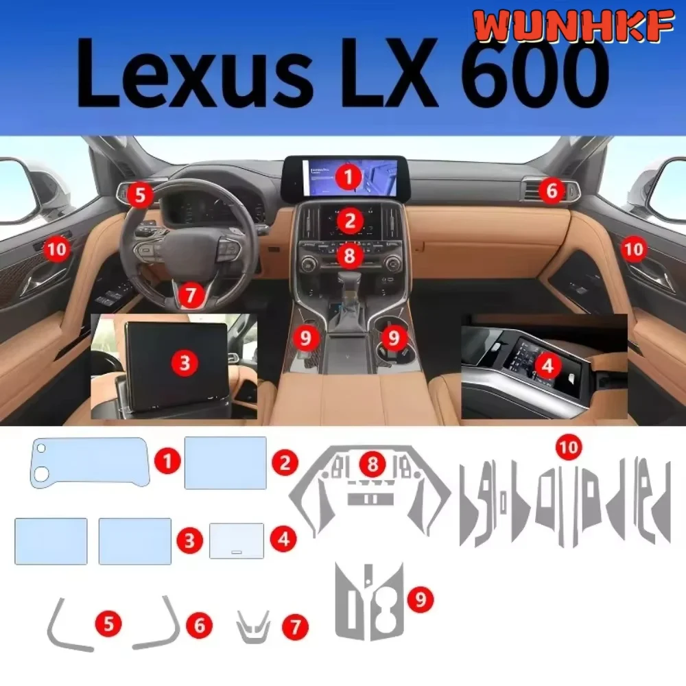Dashboard Multimedia GPS Console Navigation Transparent Anti-Scratch Protection Film For Lexus LX600 Models Car Accessories