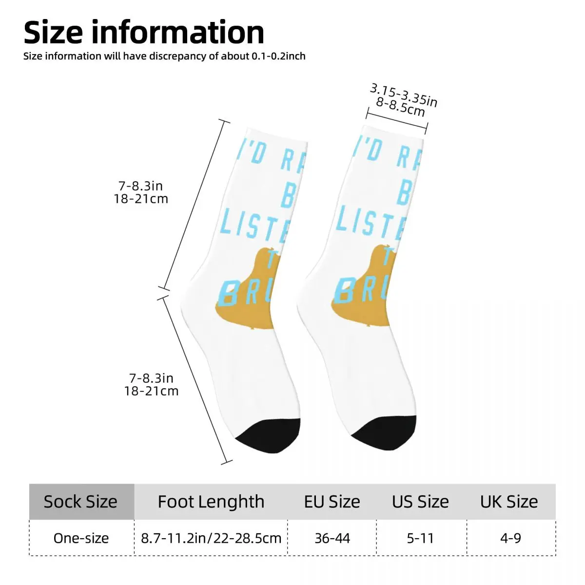 남성용 브루스 핏 스쿠프 양말, 하라주쿠 브루스 스프링스틴 심리스 승무원 양말, 나는 차라리 듣기 좋은 압축