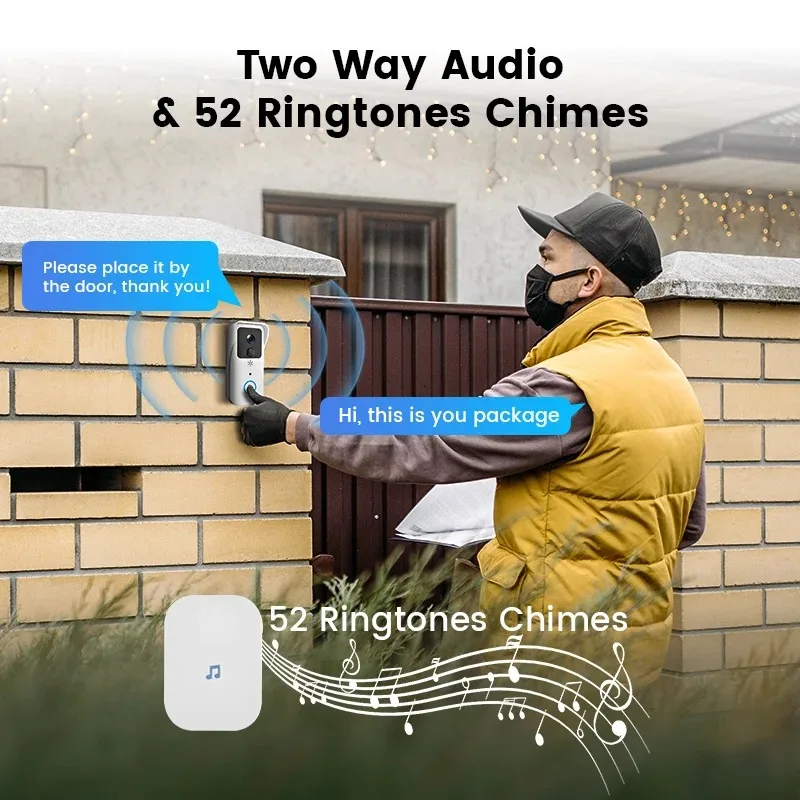 5g 2,4g Wifi Video Türklingel 1080p Tuya Smart Outdoor Wireless Intercom wasserdichte drahtlose Kamera mit AC/DC-Netzteil