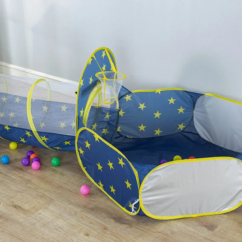 3 in 1 Portable Rocket Children\'s Tent Toys Camping Tent Kids Ball Pool for Children Play House Crawling Tunnel Pop-up Tent