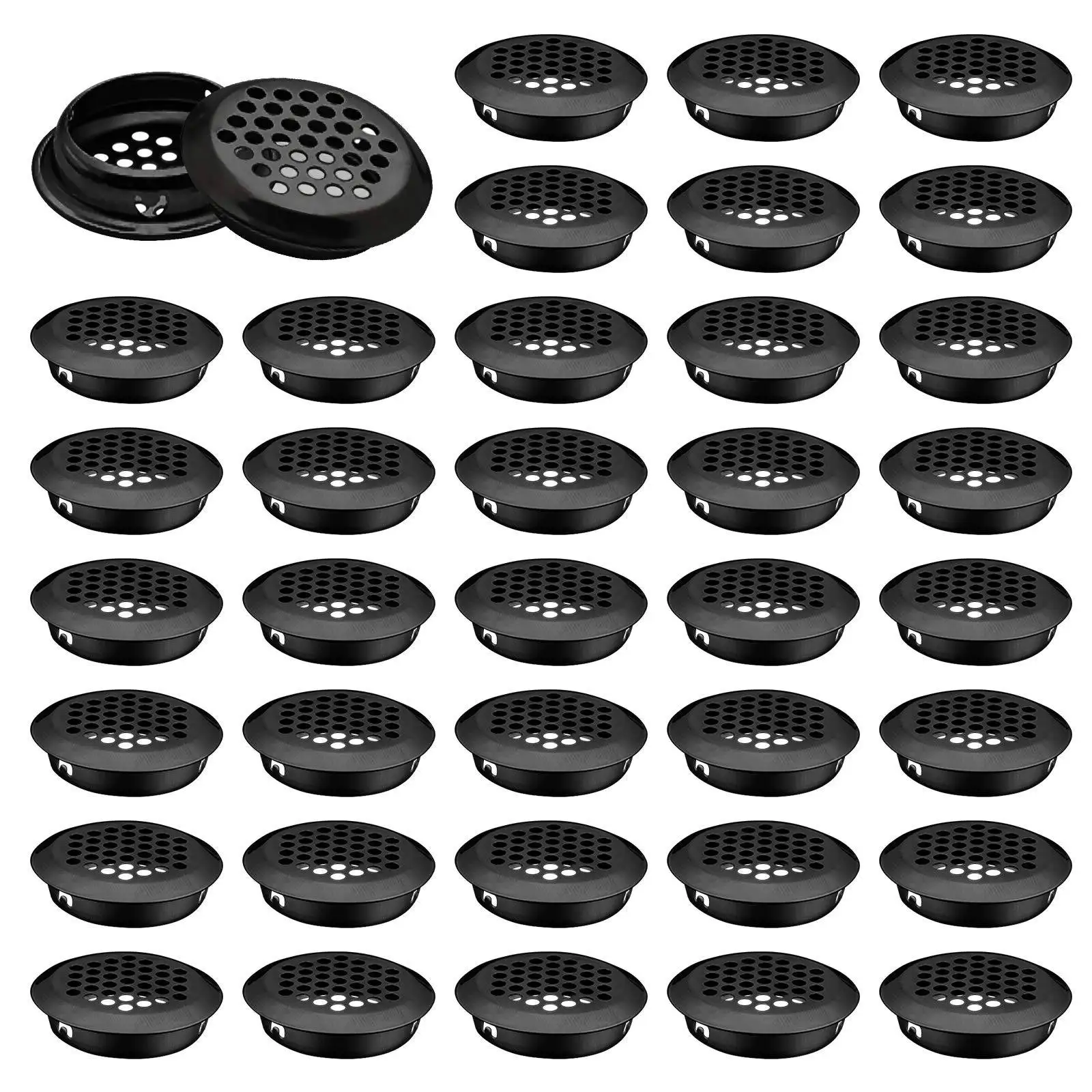 Air Vent Louver, 50Pcs 35mm Stainless Steel Round Mesh Hole Circular Soffit Vent for Wardrobe Drawer Bookcase Kitchen