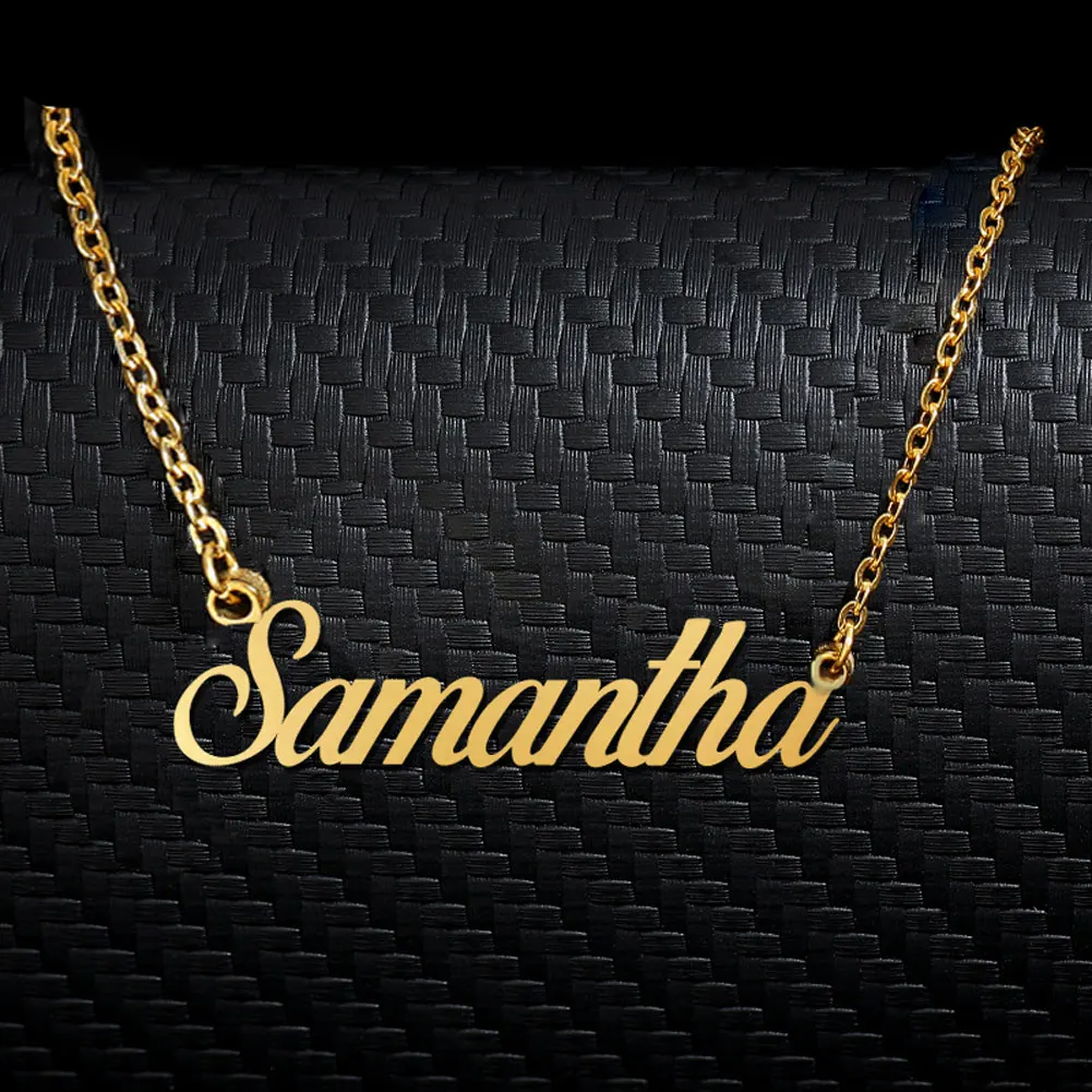 

Samantha Name Necklace Stainless Steel for Women Jewelry Nameplate Pendant Femme Mothers Girlfriend Gift (Not Customize)