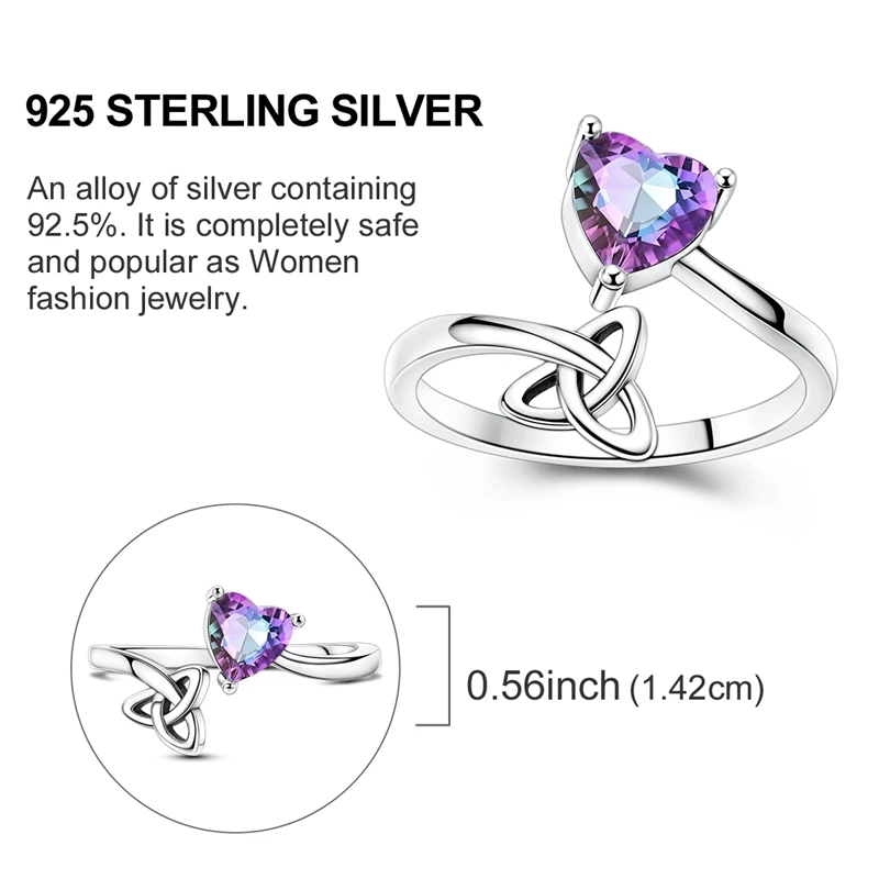Original offene Ringe aus 925er-Sterlingsilber mit keltischem Knoten und Liebe für Frauen und Mädchen, Schmuck, Geburtstags- und Jahrestagsgeschenke – Detail 4
