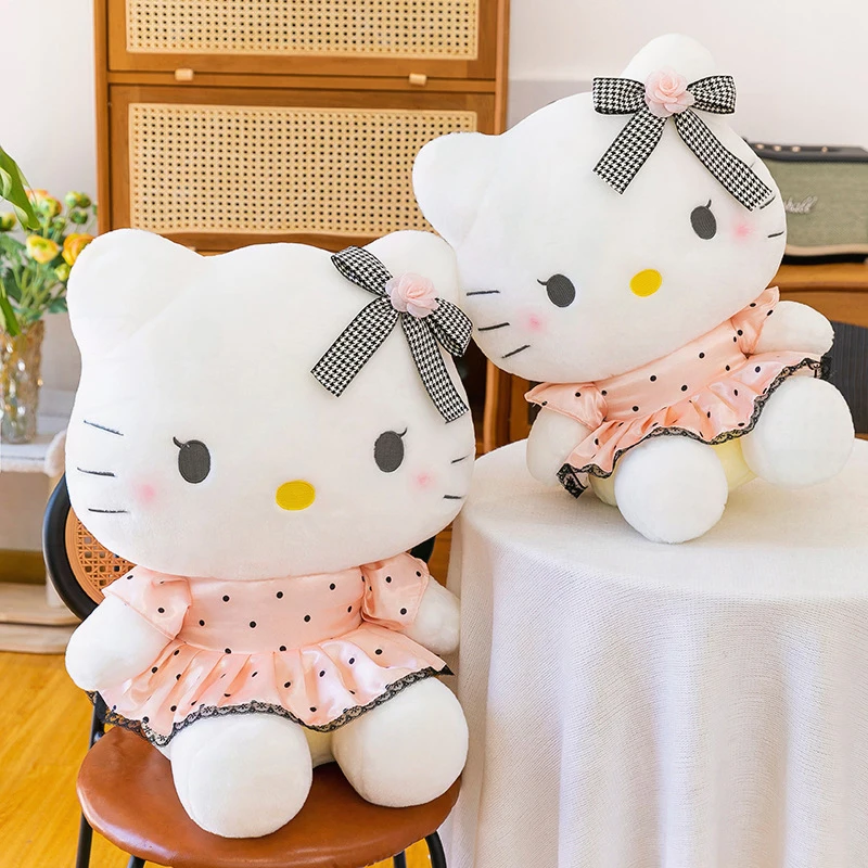 

Kawaii Plush Toy Sanrio Cute Polka HelloKitty Stuffed Doll Large Size Kids Birthday Gift for Children Girls Soft Filled Animal