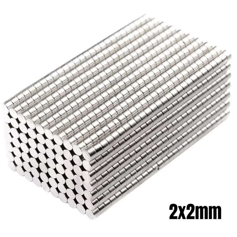 100~5000pcs 2x2 Mm Mini Small Round Neodymium Magnet 2mm*2mm Rare Earth Magnet Disc 2x2mm Strong Powerful Magnetic Magnets 2*2