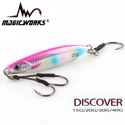 MAGIC WORKS Fishing Lure Spoon 15g/20g/30g/40g Saltwater Shore Slow Metal Jig  Artificial Bait Tackle  Fish Hooks