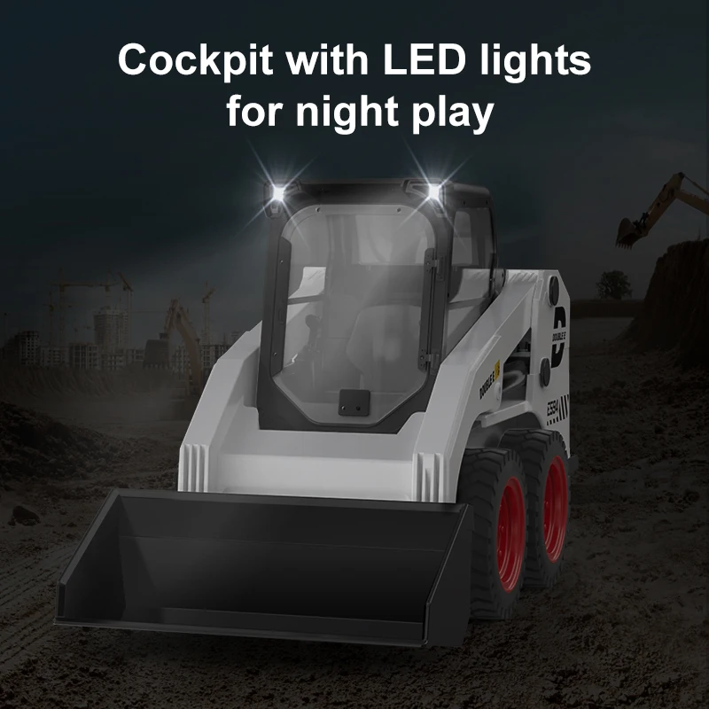 Double E E594 1/14 Remote Control Slip Loader Toy Car RC Truck Engineering Vehicle Skid Steer Cockpit Excavators Toys for Boys