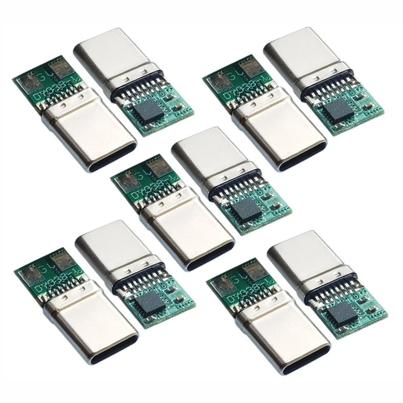 10Pcs Fast Charge Module PD/QC Decoy Board PD 2 3.0 DC Trigger Cable USB Type-C Male Plug QC4 Charge Connector