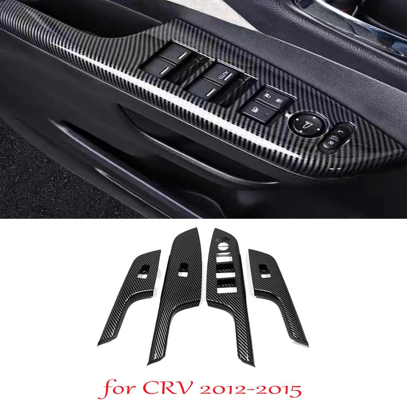 For Honda CRV CR-V 2012 2013 2014 2015 Abs Carbon Fiber Car Armrest Gear Shift Door Window Glass Lift Switch Panel Cover Trim