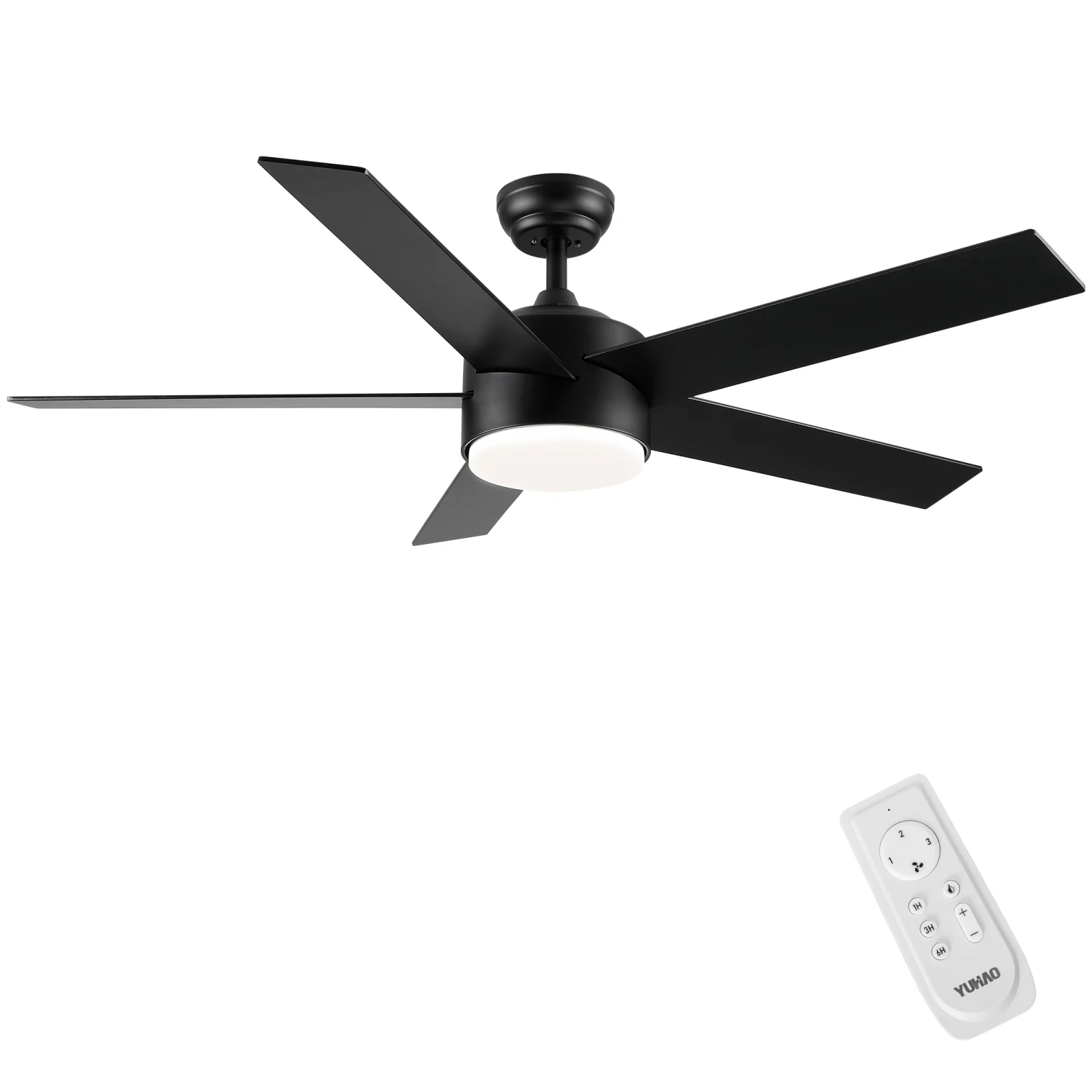 

52 inch indoor 5 plywood black ceiling fan with light