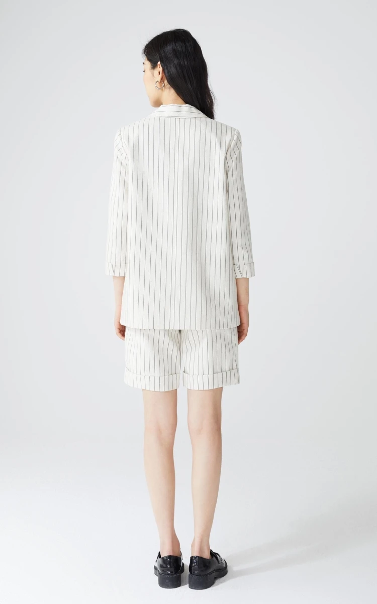 Allingentle Striped Women's 2 Piece Set Short Pants Business Suit Elegant Pantsuit Set for Office Outfits Customize